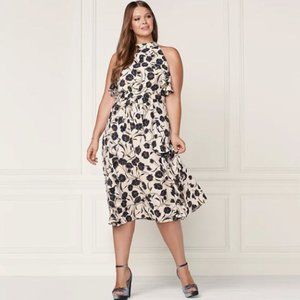 LC Lauren Conrad Women's Runway Collection Ruffle Midi Dress, Size 0